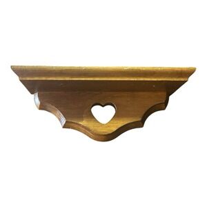 Vintage Wooden Heart Cutout Wall Shelf Country Farmhouse